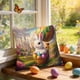 thumbnail image 3 of Cubiertas de Almohada Al Aire Libre Conejos de Primavera Huevo de Pascua Floral Sofá Cubierta de Cojín Decorativo Funda de Almohada Decorativa de Vacaciones 45x45cm/17.72x17.72In Cubiertas de Almohada, 3 of 6