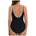 thumbnail image 3 of Mrzhqd One Piece Bathing Suit for Women Retro Backless Sexy Swimsuit Summer Square Neck Straps Solid Color Swimwear Tummy Control Ruched 1 Piece Swimsuit Black M, 3 of 6