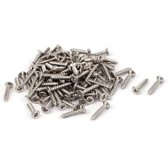 Uxcell M1.8 x 10mm Stainless Steel Flat Head Self Tapping Screw Silver Tone (100-pack)