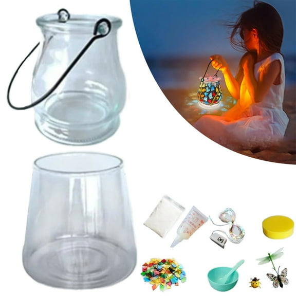 Christmas Clearance Sale! Lssam Mosaic Lamp Kit,Mosaic Candle Holder,Make Your Own Night Light DIY Stained Glass Set Crafts Kit For Teens Adults Handmade Artwork Gifts Valentines Day Birthday Gift