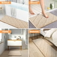 thumbnail image 4 of Findosom Bathroom Rugs Sets 4 Pcs with Toilet Lid Cover,U-Shaped Contour Toilet Mat,Non-Slip Machine Washable Absorbentb Rugs and Mats for Bathroom Floor Mats Microfiber Shaggy Bath Rug,Beige, 4 of 9