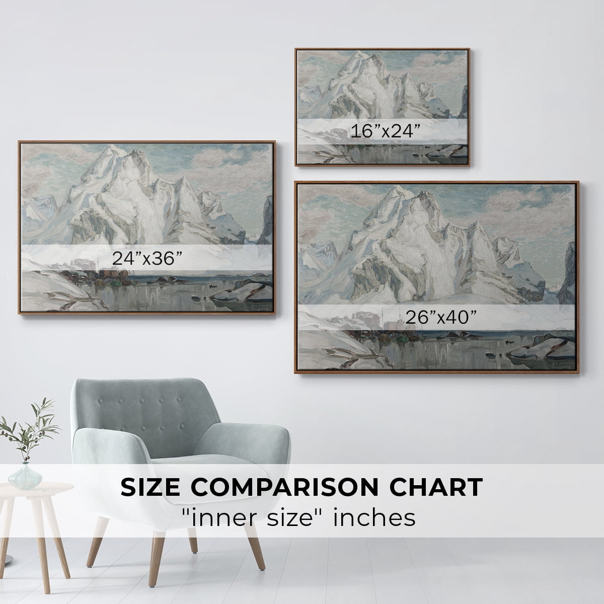 Vintage Landscape-CLX By Wexford Home Framed in Walnut Wood Gallery Wrapped Canvas 17 in. x 25 in.