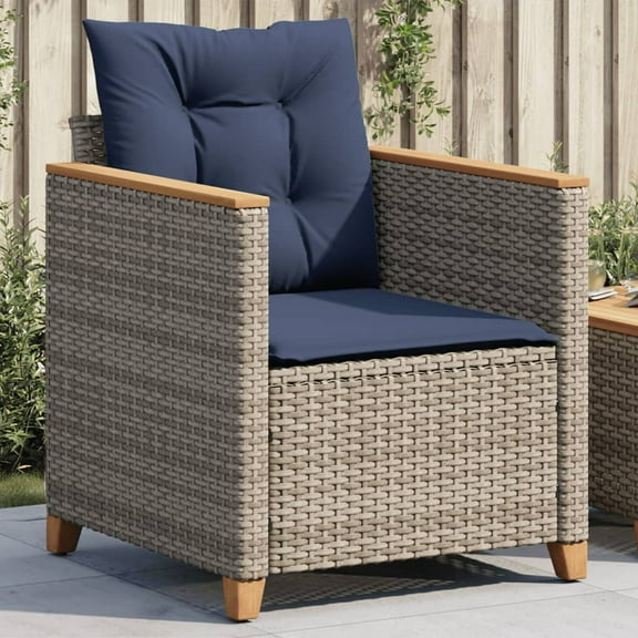 vidaXL Garden Chair Gray PE rattan Medium Adjustable Feet Garden Chair