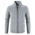 thumbnail image 5 of LoyisViDion Mens Zip Up Knitted Cardigan Thick Sweater Stand Collar Fleece Lined Warm Silver 12(XXL), 5 of 9