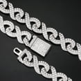thumbnail image 3 of Saintda 15MM Infinity Cuban Link Chain Necklace Box Buckle Iced Out AAA+ CZ Rhinestone Stone Necklaces For Women Men Hip Hop Jewelry Choker, 3 of 5