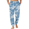 thumbnail image 3 of Men's Camouflage Pajama Pants with Pockets & Drawstring - Cuffed Jogger Sleep Bottoms for Men, Elastic Waist Soft Lightweight Lounge Homewear Blue XL, 3 of 7