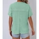 thumbnail image 3 of Mujeres de Verano Tops Nuevo Color Sólido Cuello en V Manga Corta con una Hendidura en el Doblado, Poliéster, 3 of 6