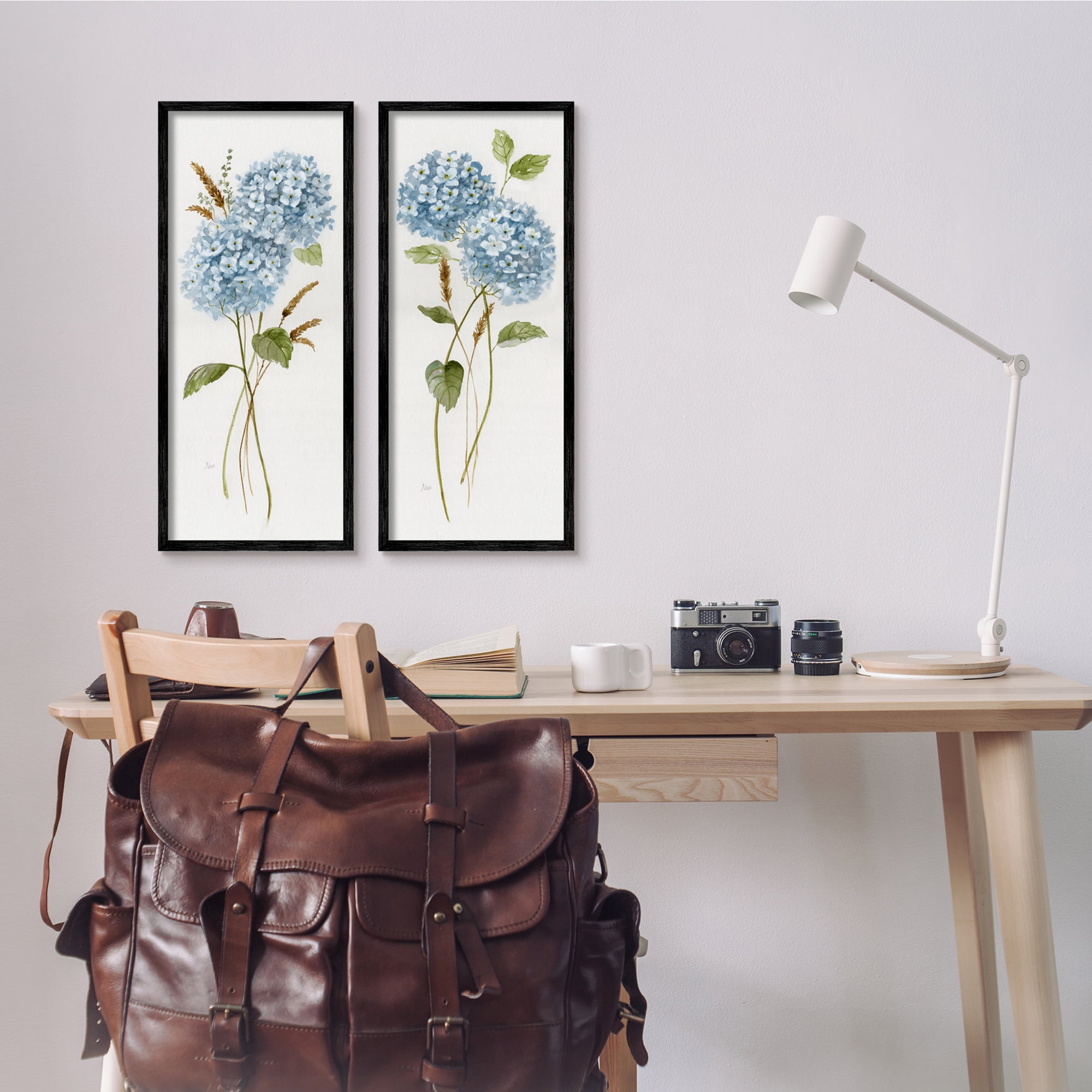 Stupell Industries Blue Hydrangea Long Stems Soft Vintage Florals, 10 x 24,Design by Nan
