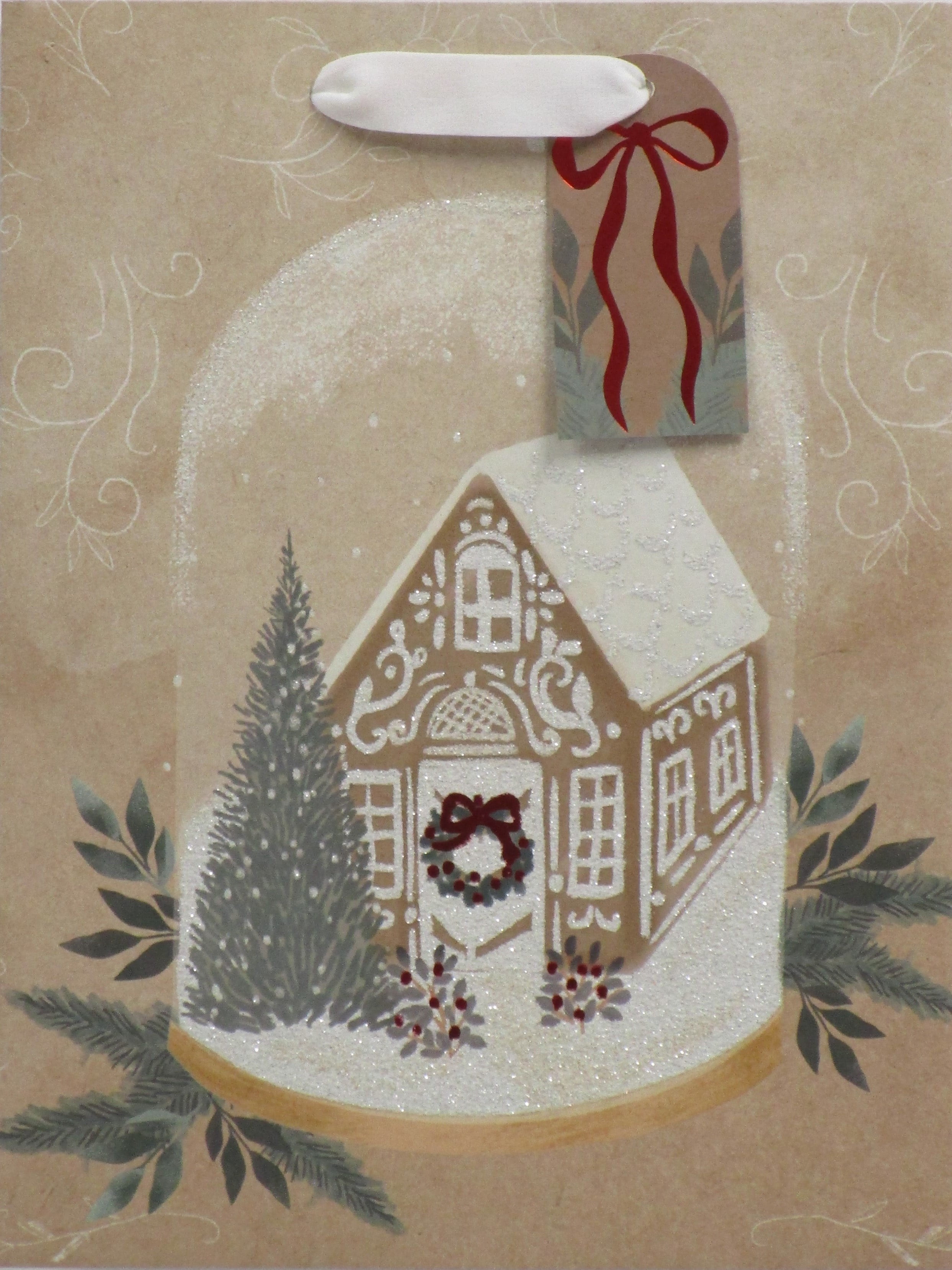 Holiday Time Cub Christmas Bag, Gingerbread House, Brown, 7.5" x 4.5" x 9.875", 1 Count, HOLIDAY TIME PL CUB GNGRBRD HSE BAG