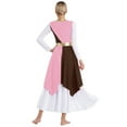 thumbnail image 2 of YiZYiF Women's Praise Dance Dress Sleeveless Asymmetrical Hem Metallic Color Block Liturgical Dancewear Pink&Brown XXL, 2 of 7