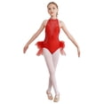thumbnail image 1 of Oyolan Robe Tutu en Tulle à Strass Col Halter Scintillant pour Filles Vêtements Contemporains Robes de Danse Ballet pour Enfants Rouge 16, 1 of 7