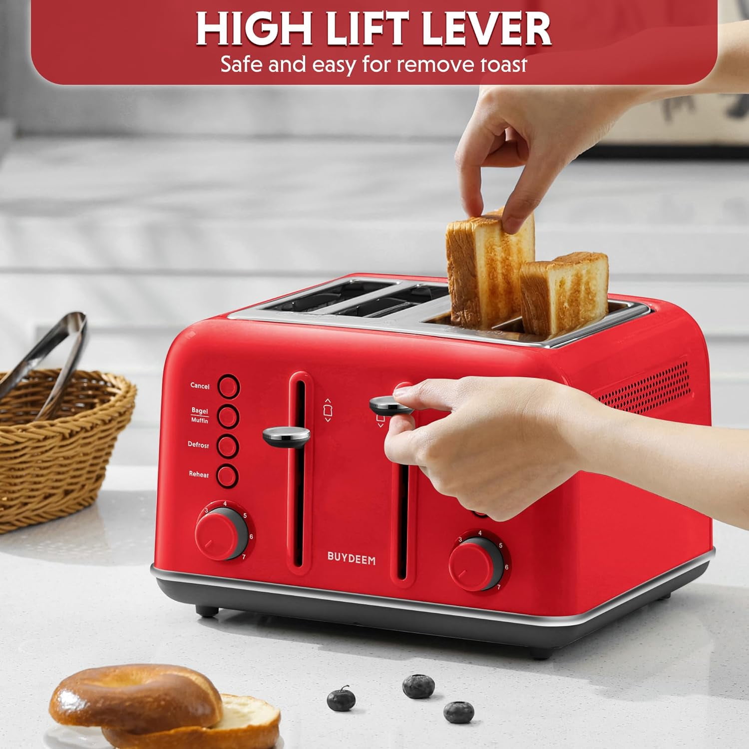 DT620 2-Slice Toaster, Extra Wide Slots, Retro Stainless Steel with High Lift Lever, Bagel and Muffin Function, Removal Crumb Tray, 7-Shade Settings,Mellow Yellow