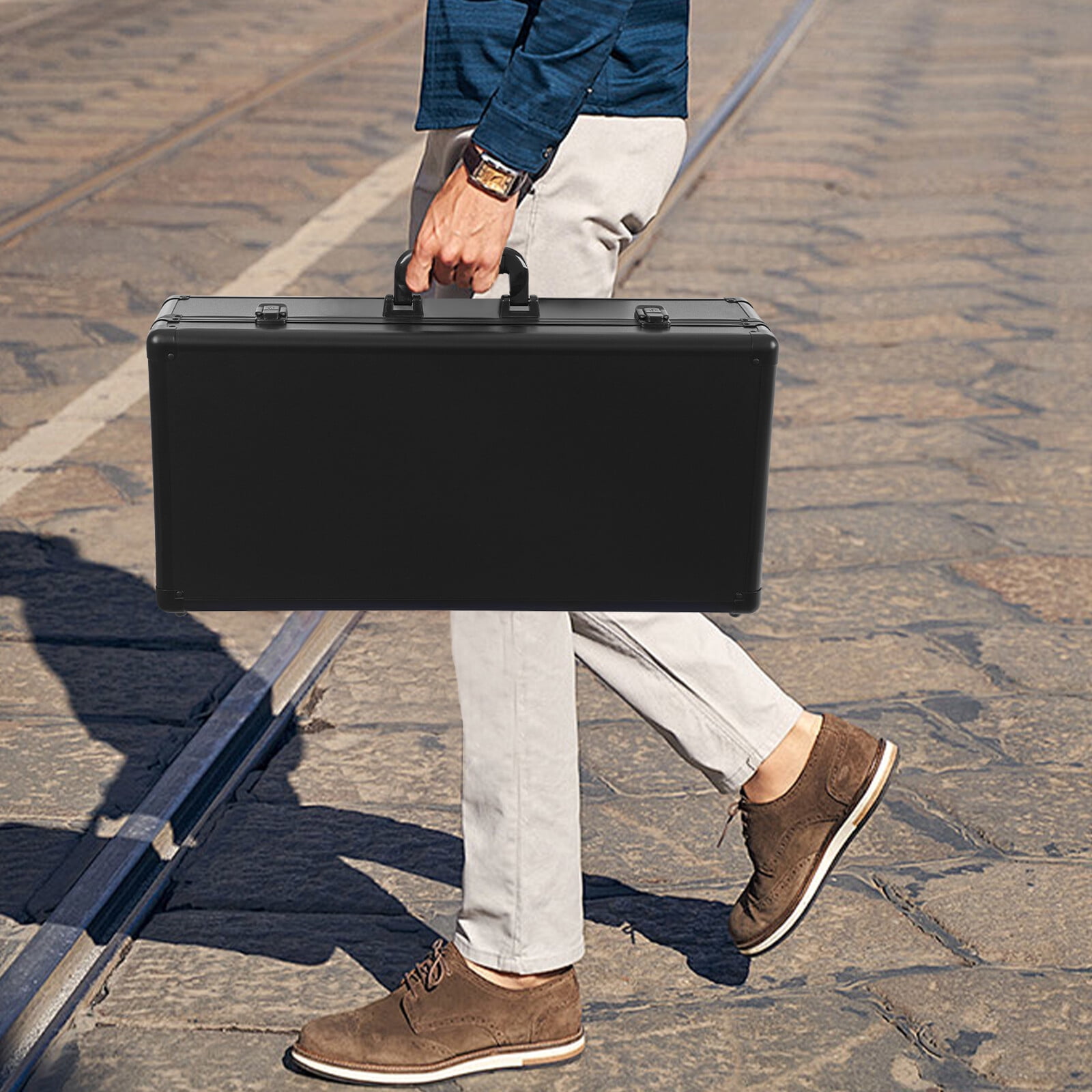 6-Row Slot Card Collection Box, Black Handle Design 33.07Lbs Load Capacity Case for Home Office Dormitory