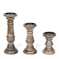 thumbnail image 4 of Candle Holders for Pillar Candles (Grey Wash, Set of 3) - Mangowood Candle Stand - Farmhouse Wooden Candle Holders Pillar Leaf Design - Candle Holder Decor for Table Centerpiece - 6”, 9”, 12”, 4 of 6