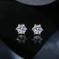 thumbnail image 2 of 1 Carat 6.5mm D-Color Round Moissanite Stud Earrings, S925 Sterling Silver, 6 Prong Design, Simple and Elegant for Women, 2 of 5