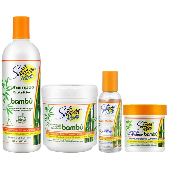 Silicon Mix Bambu Shampoo 16oz   Treatment 16oz   Hair Polisher Gotas de Brillo 4oz Hair Dressing Crème 6oz