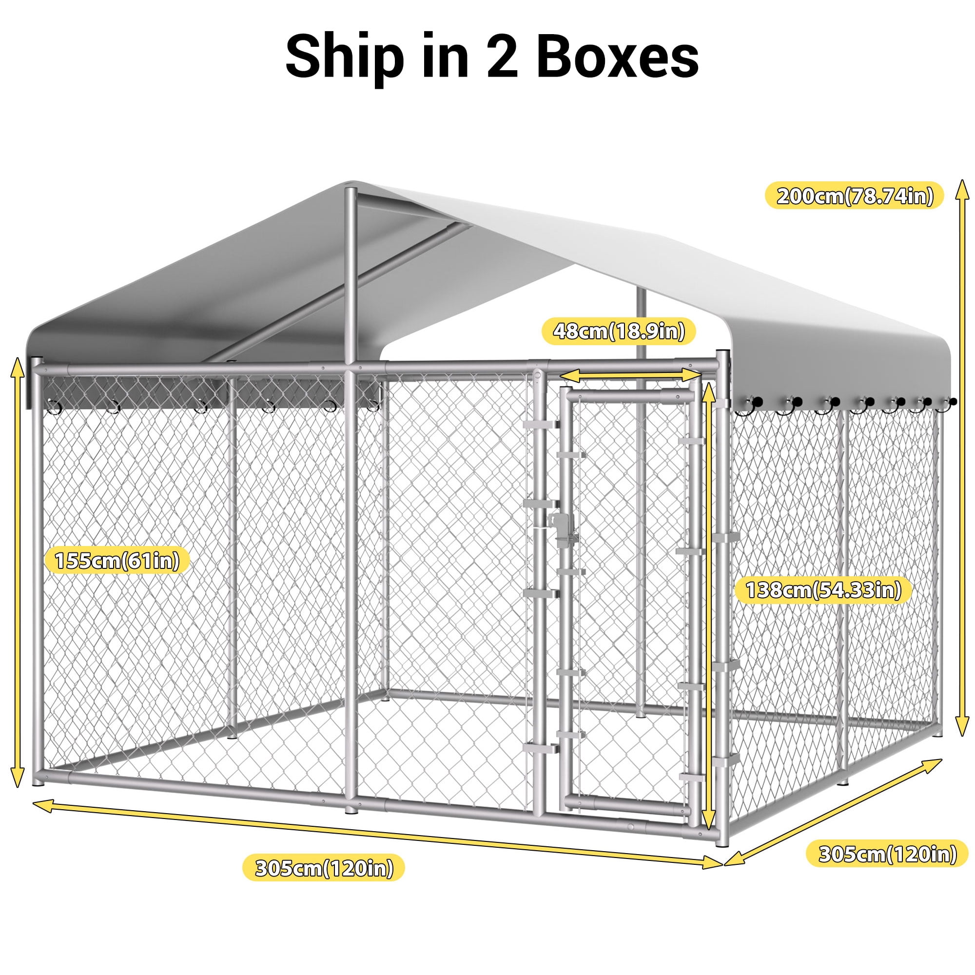 HITTITE Extra Large Outdoor Dog Kennel, 10x10x6.56ft Anti-Rust Dog Kennel Outside with Roof, Galvanized Chain Link Dog Runs for Outside with Secure Lock