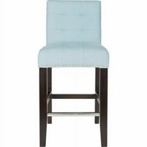 SAFAVIEH Thompson Rustic Glam Tufted Counter Stool with Footrest, Sky Blue