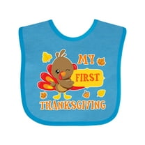 Inktastic My First Thanksgiving with Turkey and Leaves Boys or Girls Baby Bib