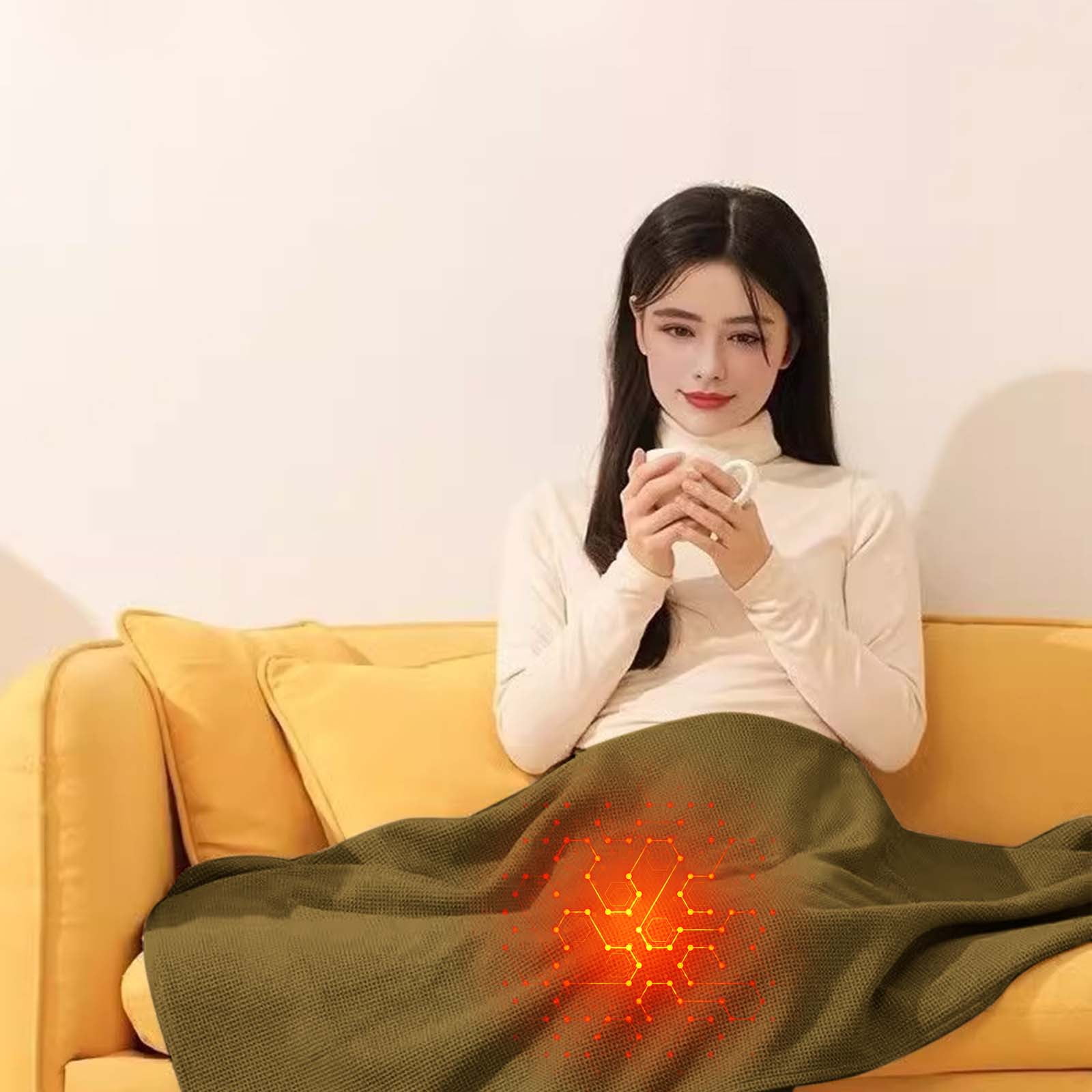Portable Heated Shawl Wraps Battery Operated, Portable Soft Zipper Electric Heated Blanket Shawl with 3 Heating Levels,USB Heated Blanket Fast Heating Shawl Wraps for Women,(Larger Pockets)