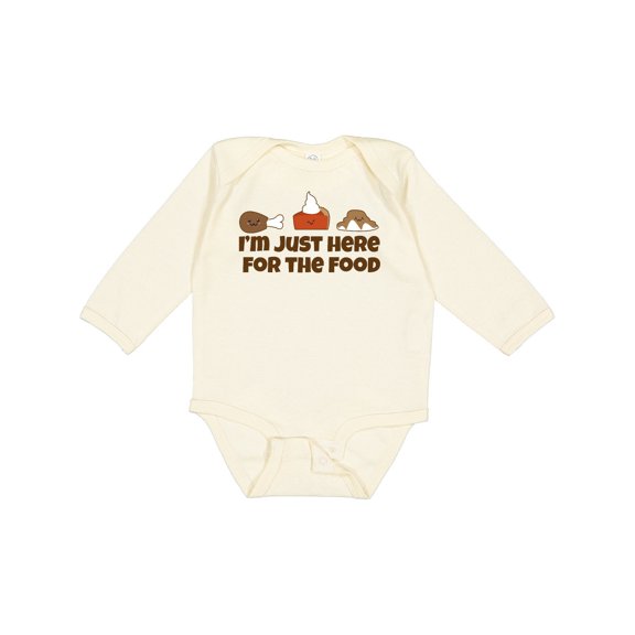 Inktastic Thanksgiving Here for the Food Boys or Girls Long Sleeve Baby Bodysuit