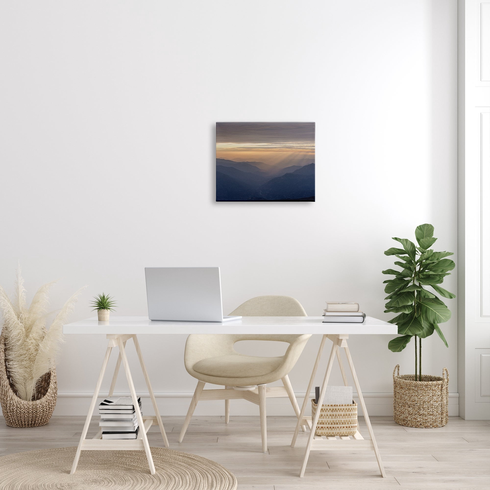 Stupell Industries Sun Rays Peeking Through Clouds Mountain Peaks Photograph Gallery Wrapped Canvas Print Wall Art, Design by Jeff Poe Photography