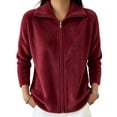 thumbnail image 2 of Velour Full Zip-Up Jackets For Women Full Vintage Stand Collar Long Sleeve Workout Casual Coats, Size S-XXL, 2 of 6