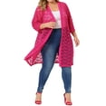 thumbnail image 2 of Agnes Orinda Women's Plus Size Valentines Day Cardigans Lace Lightweight Knit 3/4 Sleeves Cover Up Cardigans Hot Pink 4X, 2 of 6