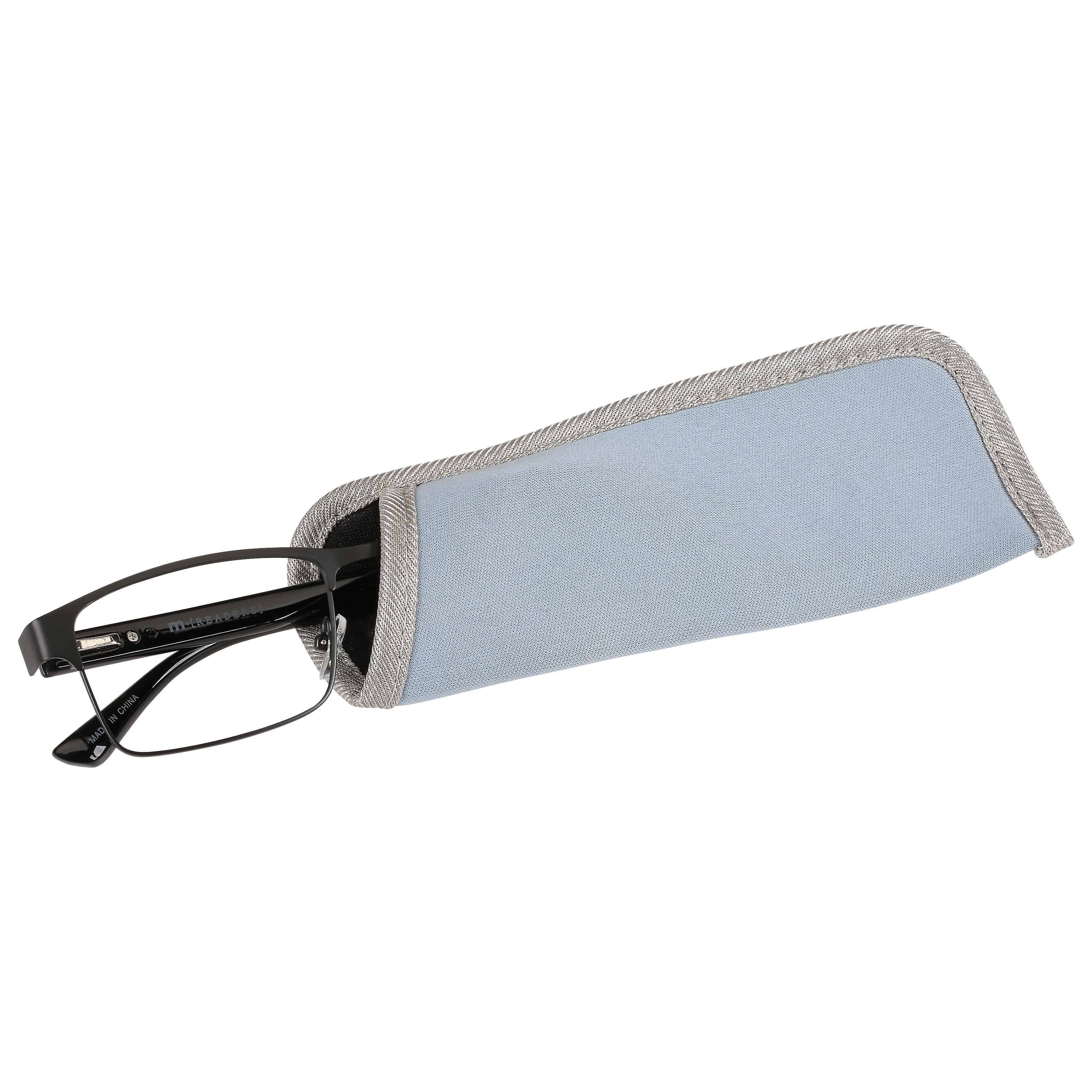 M+ Mens Rectangular Flat Metal Reading Glasses 1.25 Ash in Classic Matte Black