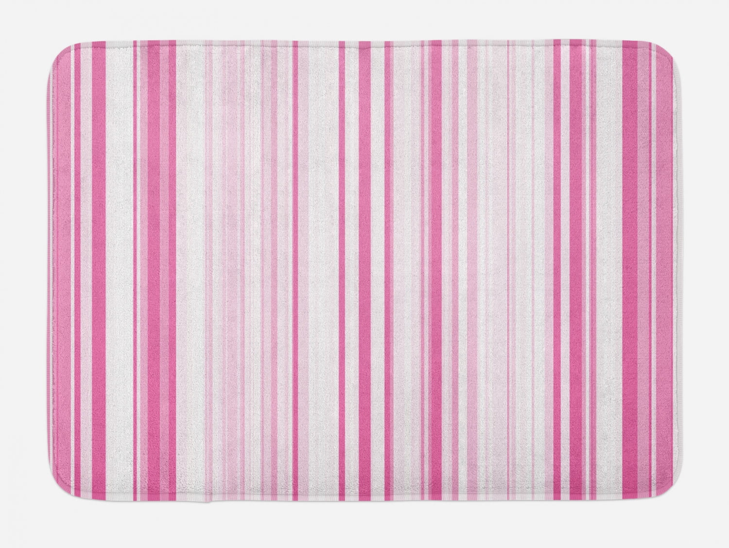 Light Pink Bath Mat, Vertical Striped Abstract Color Bands Straight