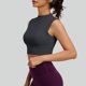 thumbnail image 5 of Basic White Tank Top Mujeres de Cuello Alto de Malla de Doble Cara Que Absorbe Golpes Yoga Top, Body Shaping Tank Tops para Mujeres con Taza Fija, 5 of 9