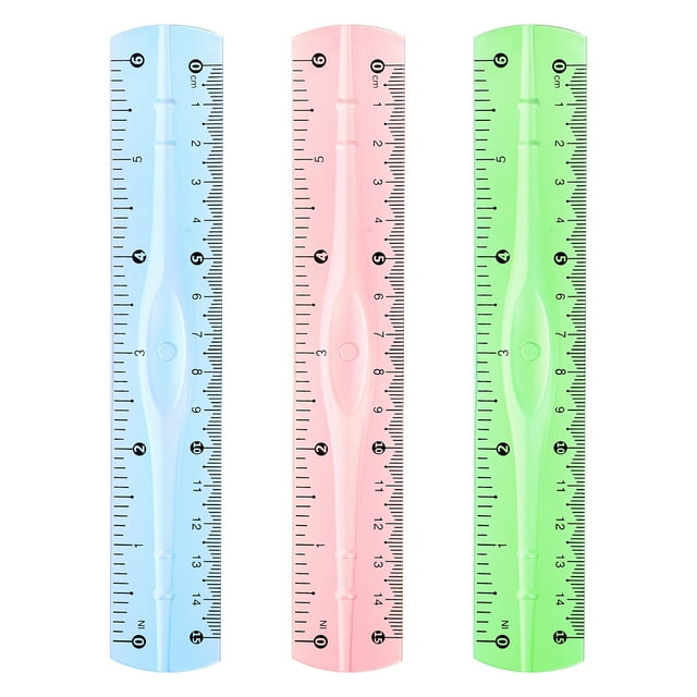 KAKOWELY 12 Pcs Plastic Transparent Rulers School Students Stationery Office Measuring Ruler 15CM Random Color,6.69"X1.18"X0.08"