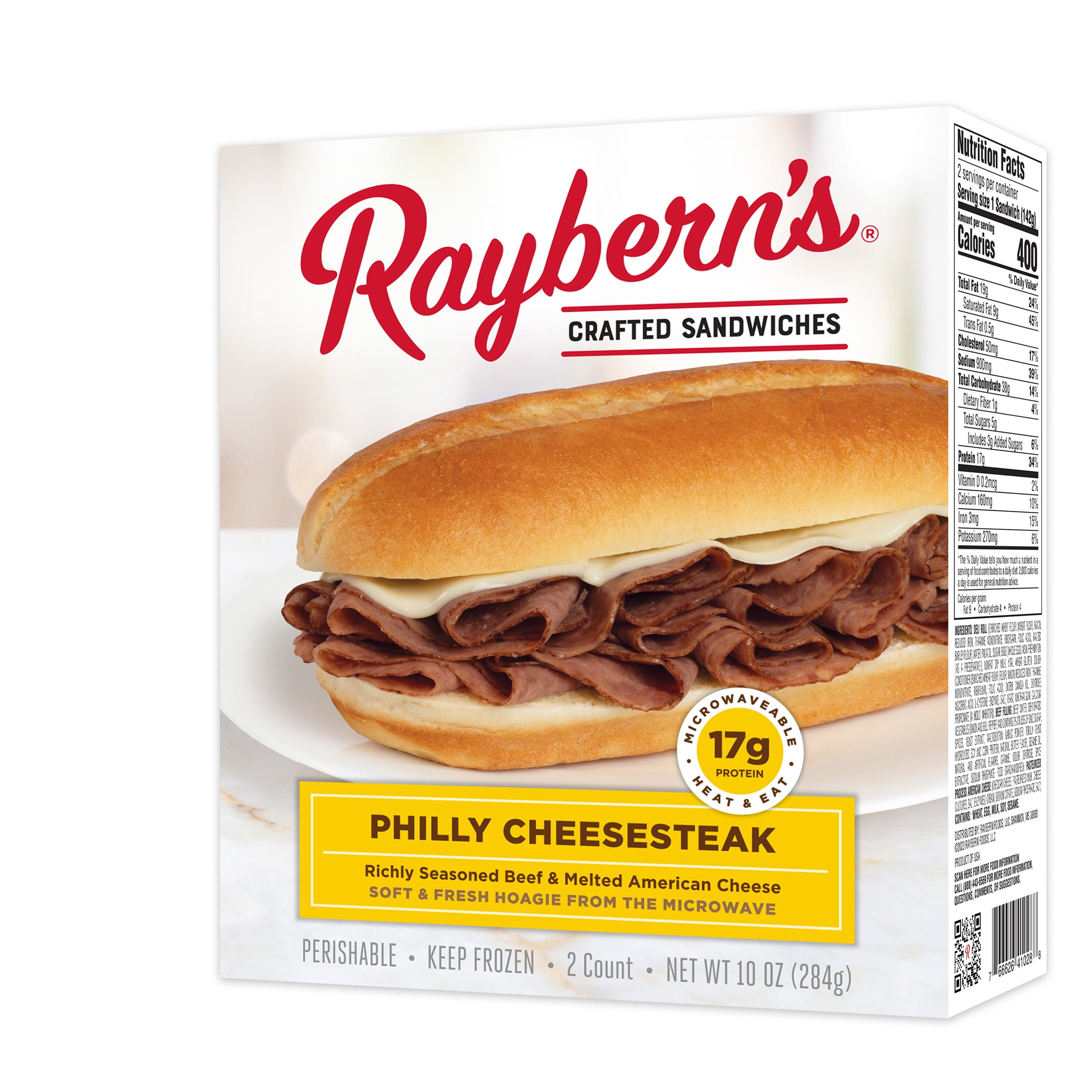 Raybern's Philly Cheesesteak Sandwich 10 oz, 2 Ct (Frozen)