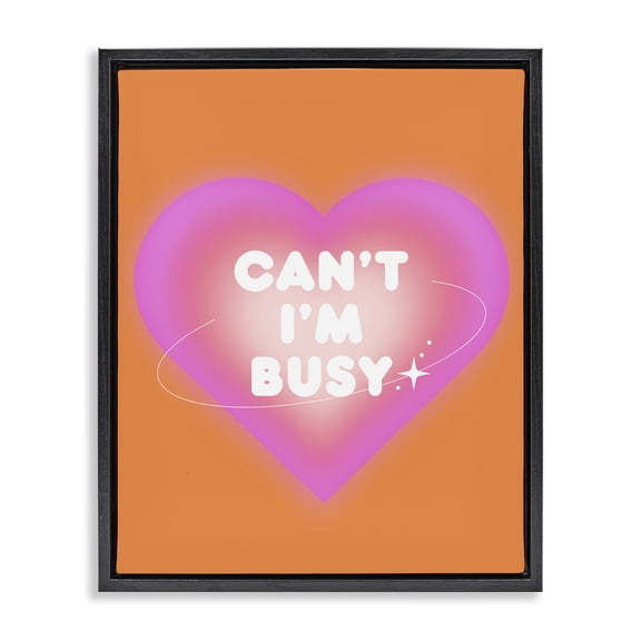 Stupell Industries Can't I'm Busy Phrase Text & Numbers Painting Black Floater Framed Canvas Art Print Wall Art, 17 x 21