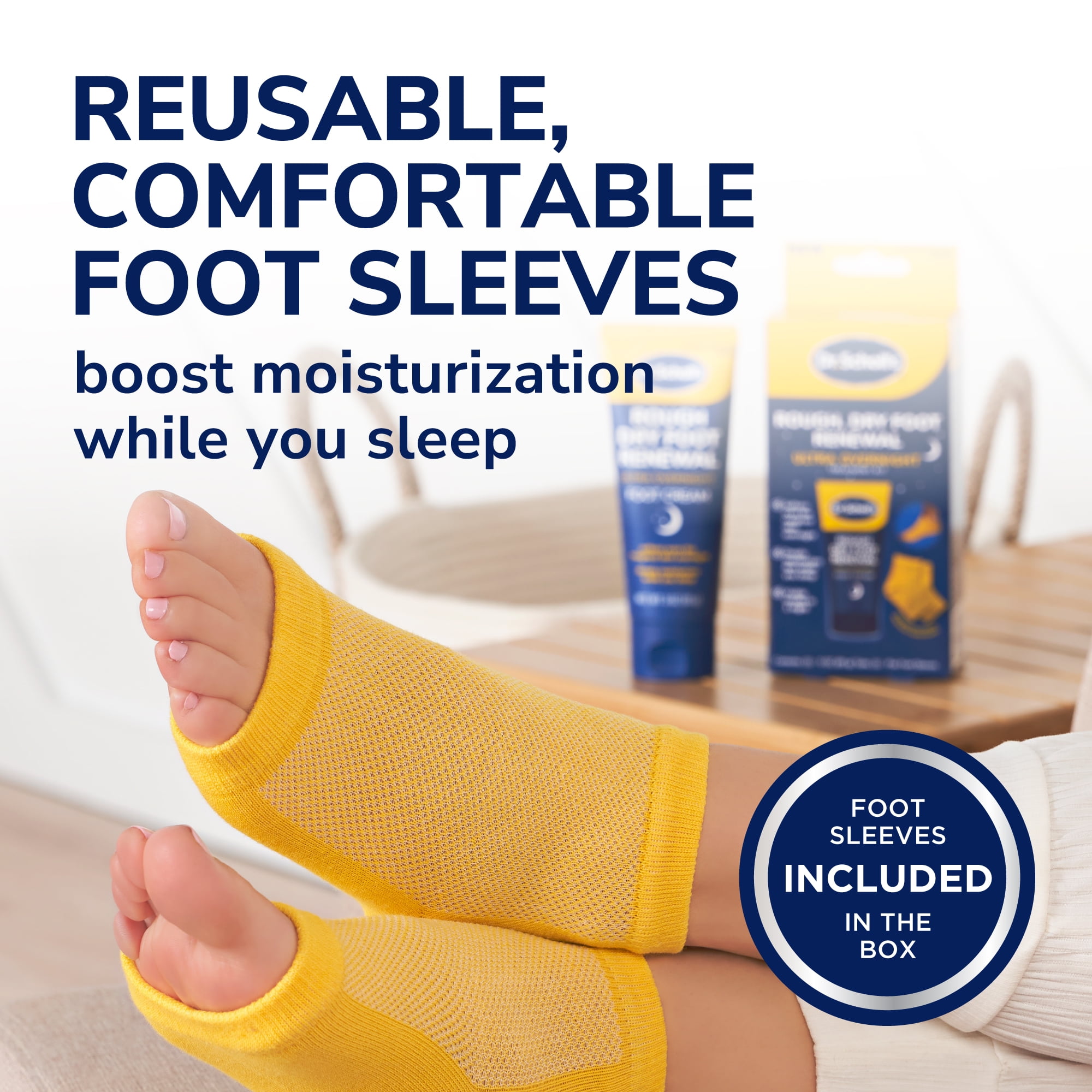 (4 pack) Dr. Scholl's Rough, Dry Foot Renewal Ultra Overnight Treatment Kit with 3oz Foot Cream and Foot Sleeves