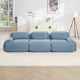 thumbnail image 2 of 3-Seat Sofa with Premium Corduroy Fabric, Modular Multi-Combination, Anti-Slip Design, No Assembly, Curved Armrests, Ergonomic Support, High-Resilience Sponge, For Living Rooms, Bedrooms, Blue, 2 of 9