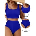 thumbnail image 3 of Eytino Women's Bikini Swimsuits Scrunch Square Neck Bathing Suits for Women 2 Piece High Waisted Swimsuit Color Block Bikini Set 2025 Summer Beach Swimwear Dark Blue L, 3 of 8