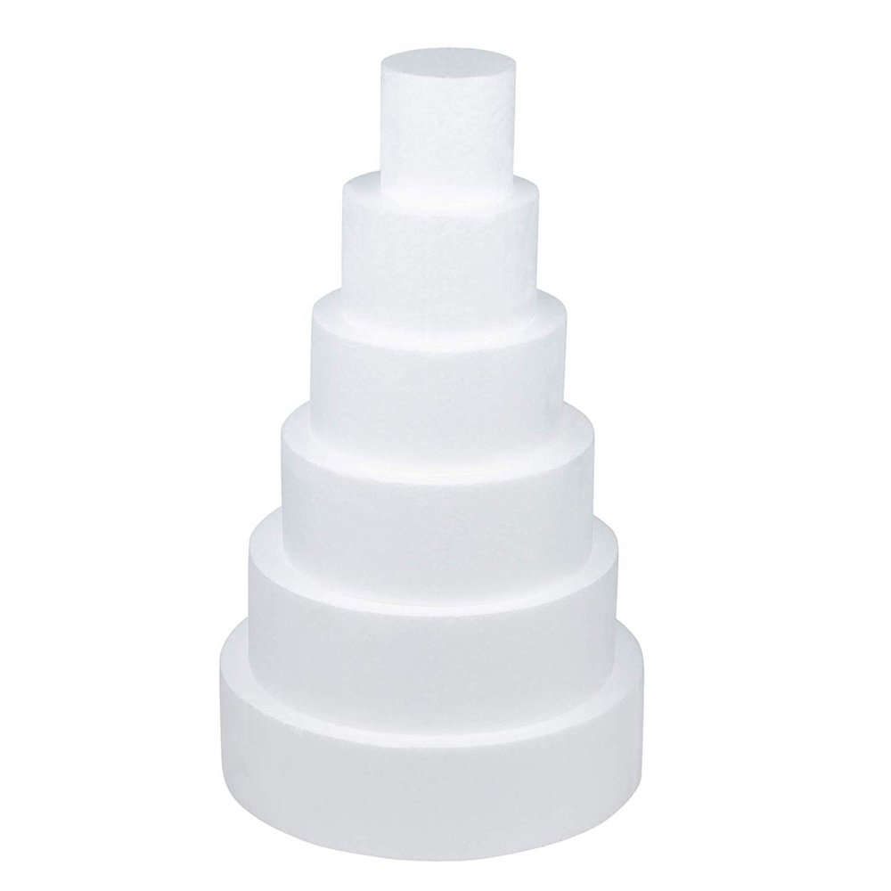 Round Cake Dummy 6Piece Polystyrene Foam Cake Dummy for Display