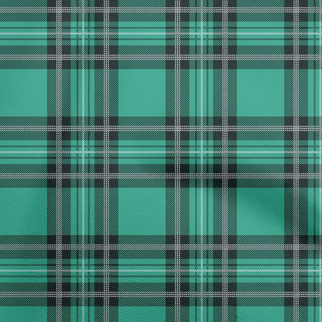 oneOone Tissu en Velours Vert Sarcelle Tartan pour Robe Tissu Imprimé au Mètre 58 Pouces de Large