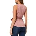 thumbnail image 4 of MODA NOVA Junior's Striped Sleeveless V Neck Wrap Tie Waist Top, 4 of 6