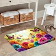 thumbnail image 2 of FJPT Colorful Butterflies And Flowers Non Slip Flannel Floor Mat Kitchen Mat For Bathroom Kitchen Bedroom Decor 24x16 inch, 2 of 5