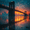 Bridge, variant on Orange Cat In Monet Water Lilies Canvas Print, Funny Impressionism Bedroom Bathroom Home Wall Decor Art