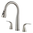 thumbnail image 2 of 3 Hole Kitchen Faucet with Pull Down Sprayer Brushed Nickel Double Handle High Arc Faucet for Kitchen Sink with 3 Mode Spray Stainl Steel T-3005BN, 2 of 7