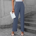 thumbnail image 2 of WTOBBY Women's Autumn Ready Straight Leg Dress Pants in Nine Point Harlan Style for Business Casual Office Wear, Weekend Events and Seasonally Appropriate Smart Style,Blue S, 2 of 5
