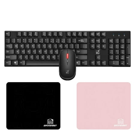 JANDEL Wireless Keyboard Mouse Mousepad Combo, 2.4G Compact Ultra-Thin Ergonomic Keyboard, Keyboard Mouse Mouse Pad Set for Laptop PC Computer Game and Work