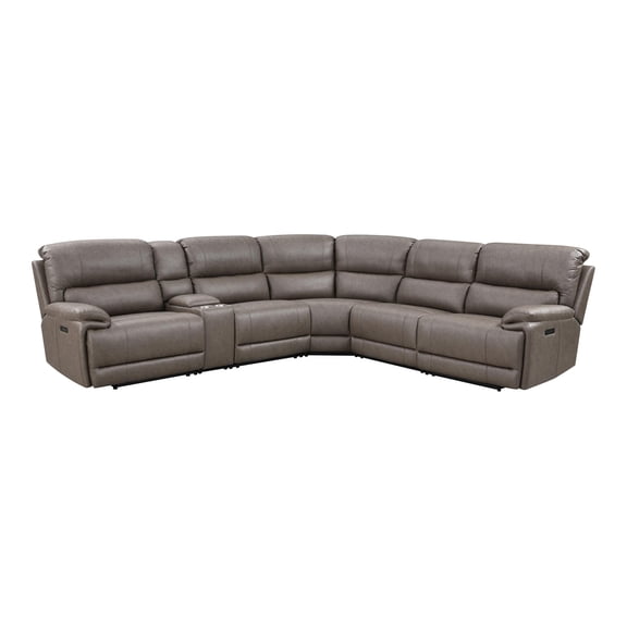 ACME Kantu Faux Leather Upholstered Motion Sectional Sofa in Brown