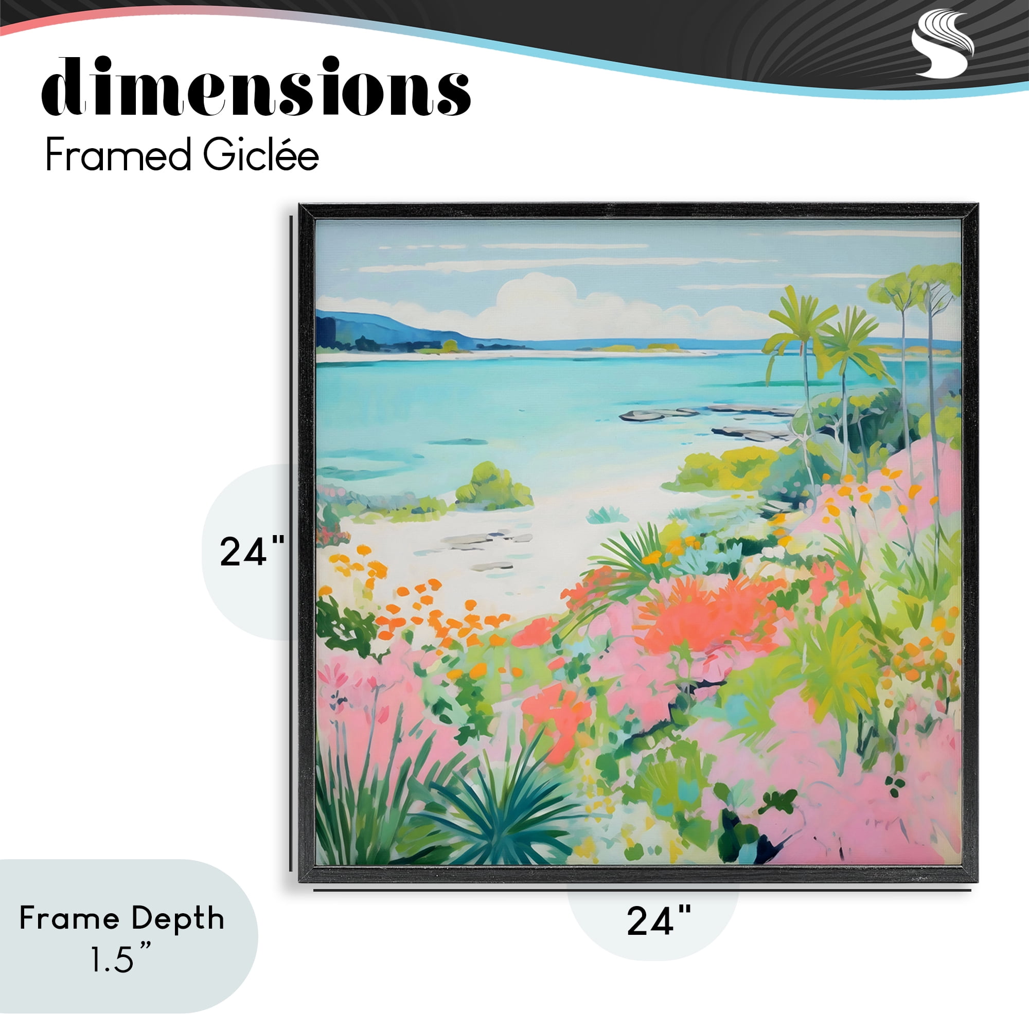 Stupell Industries Tropical Coast Blooming Shoreline Black Framed Giclee Art, design by Creative Studio