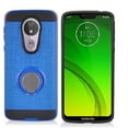 thumbnail image 3 of Phone Case for Motorola Moto G7 Power / Moto G7 Supra / Moto G7 Optimo Maxx, Ring Kickstand Hybrid Case Cover (Blue), 3 of 5