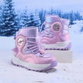 thumbnail image 4 of DMDUOU Boys Girls Winter Snow Boots Teen Lace Up Non-Slip Outdoor Warm Fleece Boots Soft Cozy Hiking Walking Shoes Purple 34, 4 of 7