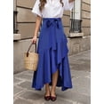 thumbnail image 3 of OYYN Women's A-Line Asymmetrical Ruffle Hem Tie Waist Maxi Skirt, 3 of 6